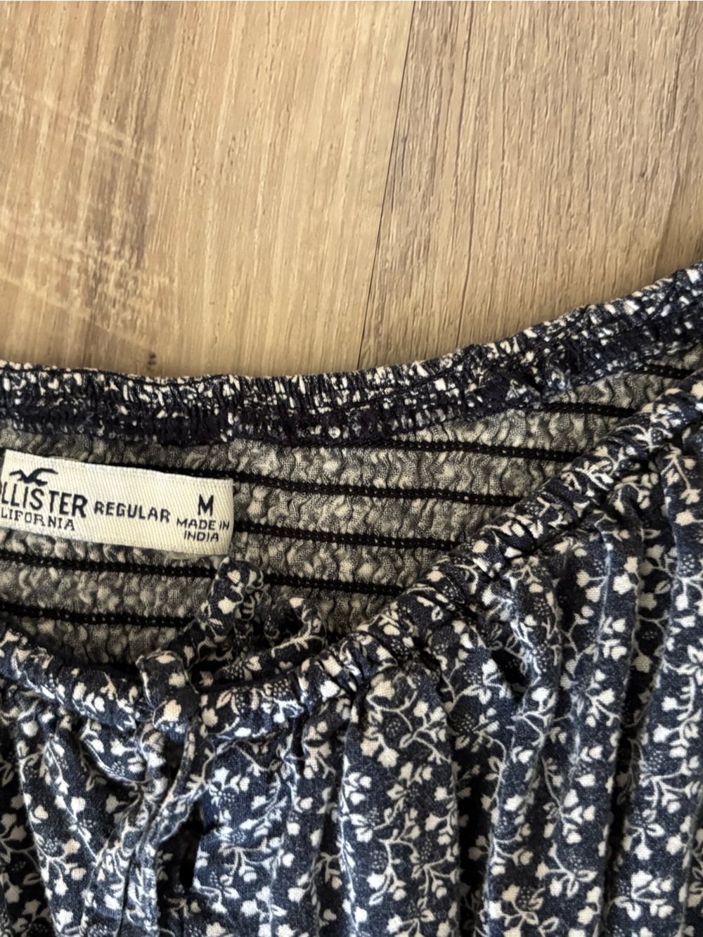 Hollister Navy and White Floral Mini Skort with Elastic Waist